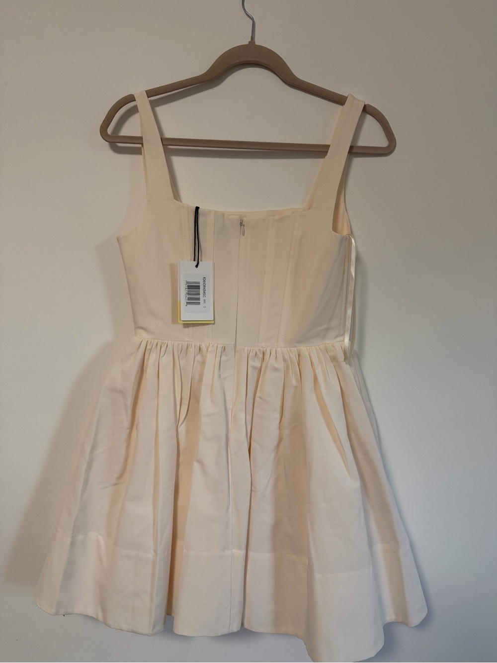 Cream Fit-and-Flare Dress with Square Bodice - Picture 7 of 10
